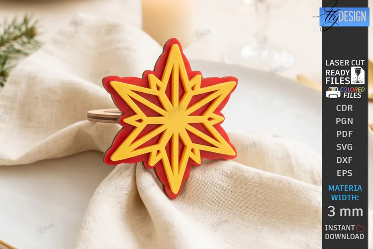 3D Christmas Napkin Ring Laser Cut | Festive Table Decor