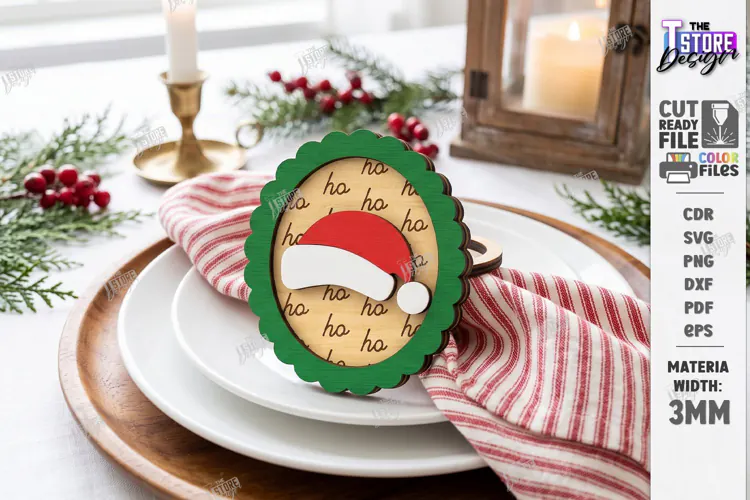 3D Christmas Napkin Ring Laser Cut | Festive Table Decor