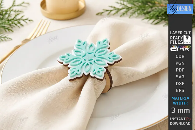 3D Christmas Napkin Ring Laser Cut | Festive Table Decor