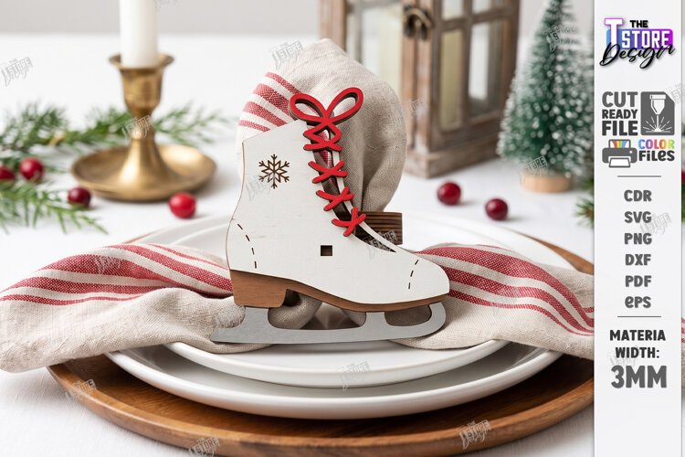 3D Christmas Napkin Ring Laser Cut | Festive Table Decor example image 1