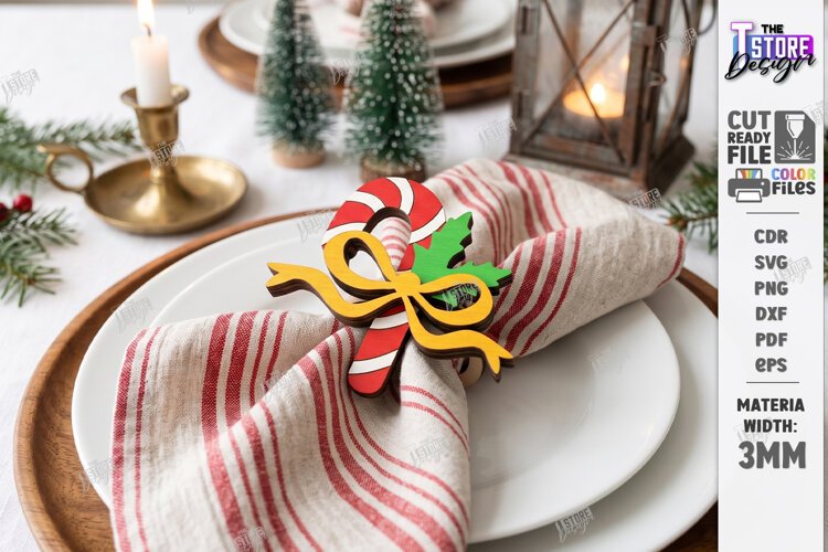 3D Christmas Napkin Ring Laser Cut | Festive Table Decor example image 1