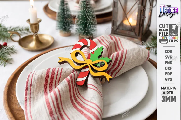 3D Christmas Napkin Ring Laser Cut | Festive Table Decor