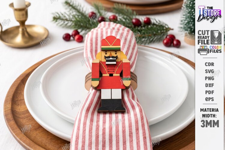 3D Christmas Napkin Ring Laser Cut | Festive Table Decor example image 1