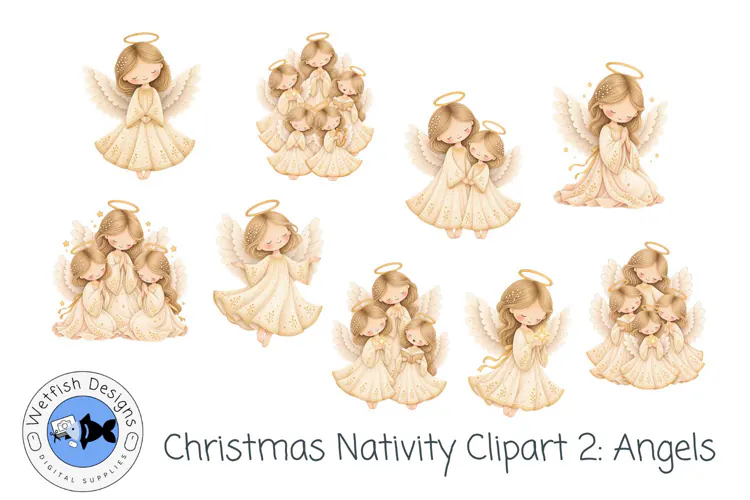 Christmas Nativity Clipart: Angels| Watercolor PNG