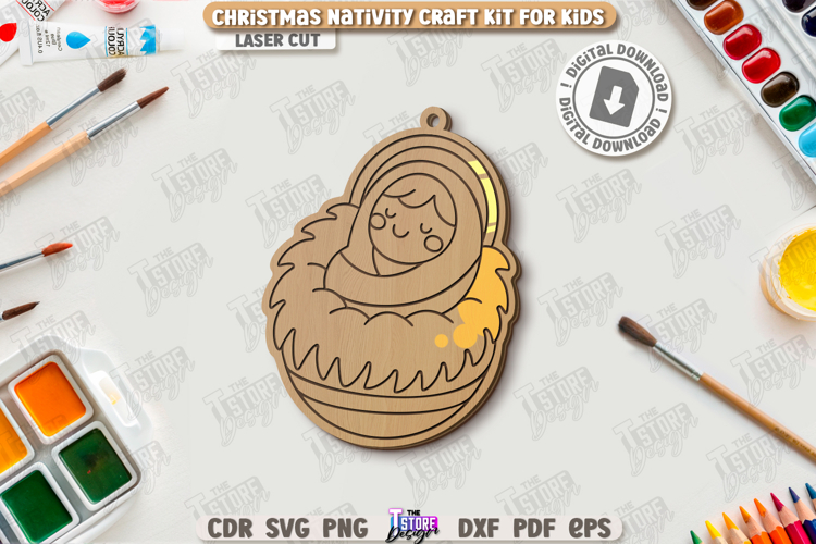 Paintable Nativity Ornament Laser Cut|Christmas Ornament SVG