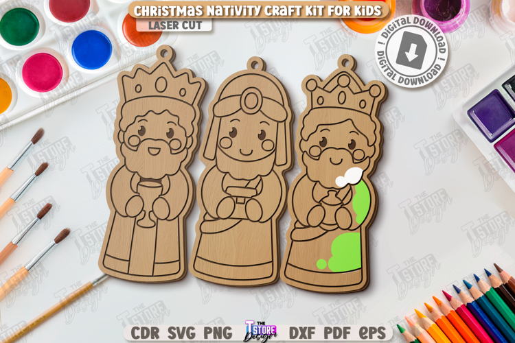 Paintable Nativity Ornament Laser Cut|Christmas Ornament SVG