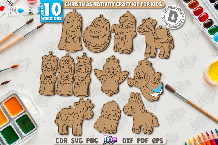 Paintable Nativity Ornaments Laser Cut Bundle|Xmas Ornaments