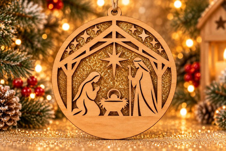 Christmas Nativity Door Hanger SVG example image 1