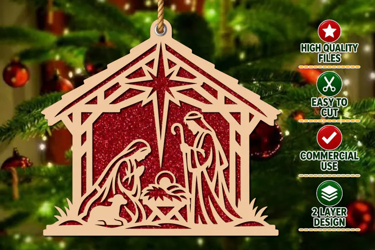 Christmas Nativity Laser Cut Ornament SVG