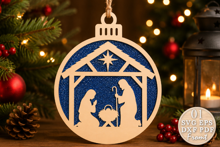 Christmas Nativity Ornament SVG Laser Cut