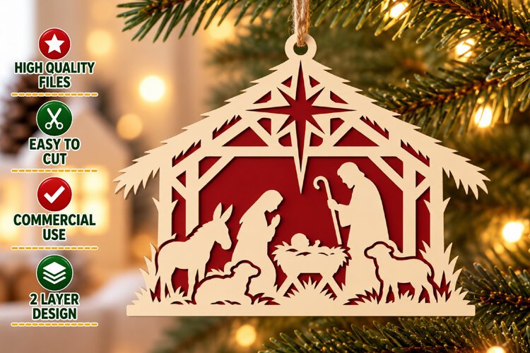 Christmas Nativity Scene SVG Laser Cut example image 1