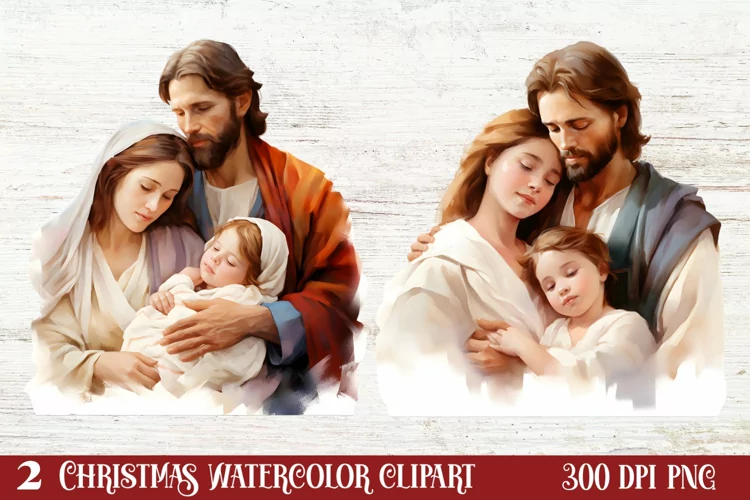 Christmas Nativity Watercolor Clipart, Christmas PNG