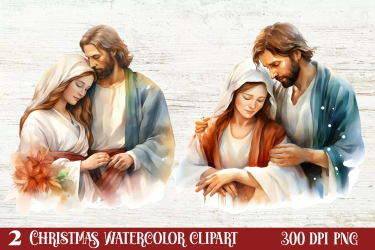 Christmas Nativity Watercolor Clipart, Christmas PNG
