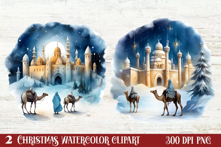 Christmas Nativity Watercolor Clipart, Christmas PNG