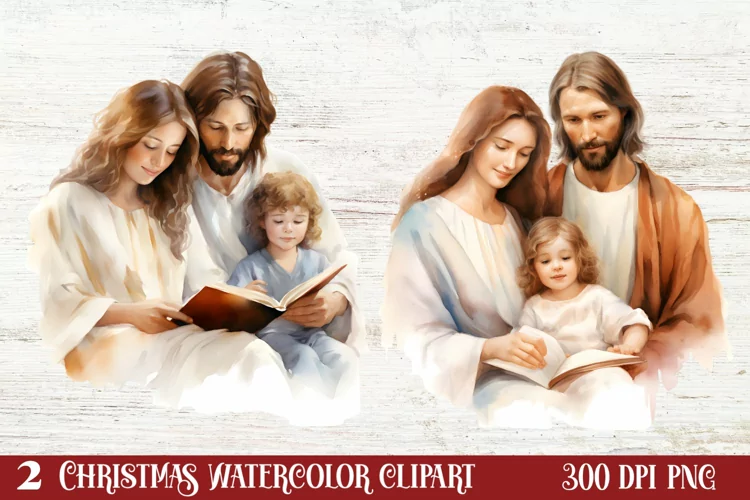 Christmas Nativity Watercolor Clipart, Christmas PNG