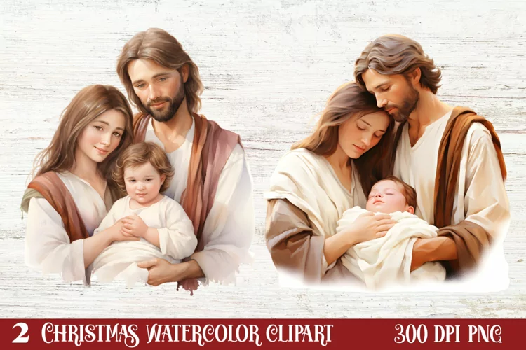 Christmas Nativity Watercolor Clipart, Christmas PNG