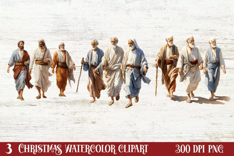 Christmas Nativity Watercolor Clipart, Christmas PNG