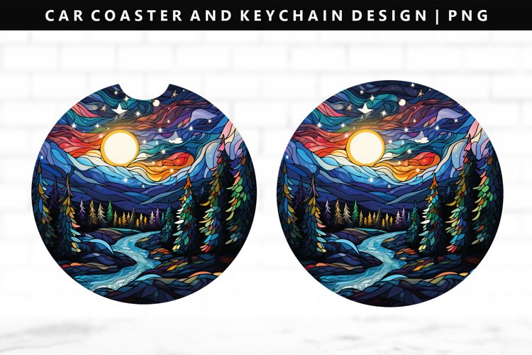 Winter Keychain And Car Coaster Sublimation Design
