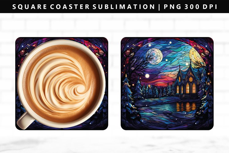 Christmas Night Square Coaster Sublimation Design PNG