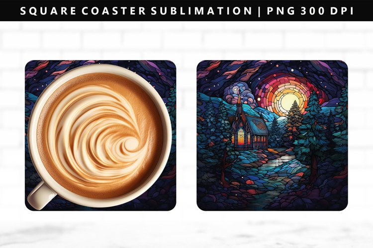 Christmas Night Square Coaster Sublimation Design PNG