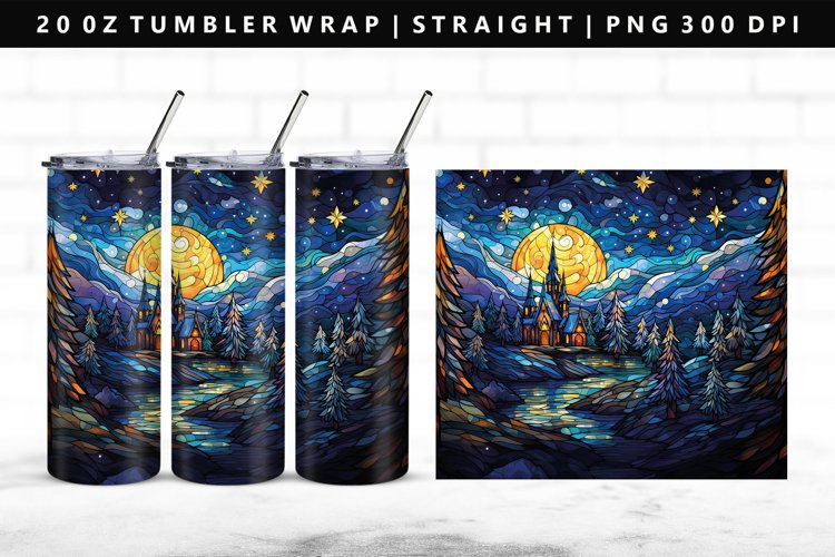 Winter Stained Glass 20oz Tumbler Wrap PNG