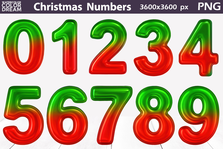 Christmas Balloon Numbers PNG | Festive Number Clipart