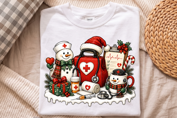 Christmas Nurse PNG, Holiday Medical Collage Sublimation