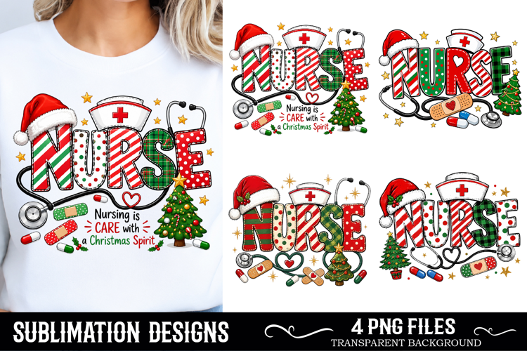 Christmas Nurse Sublimation , Nurse PNG Sublimation Design