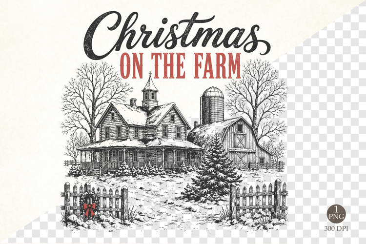Christmas on the farm PNG - Retro western Christmas