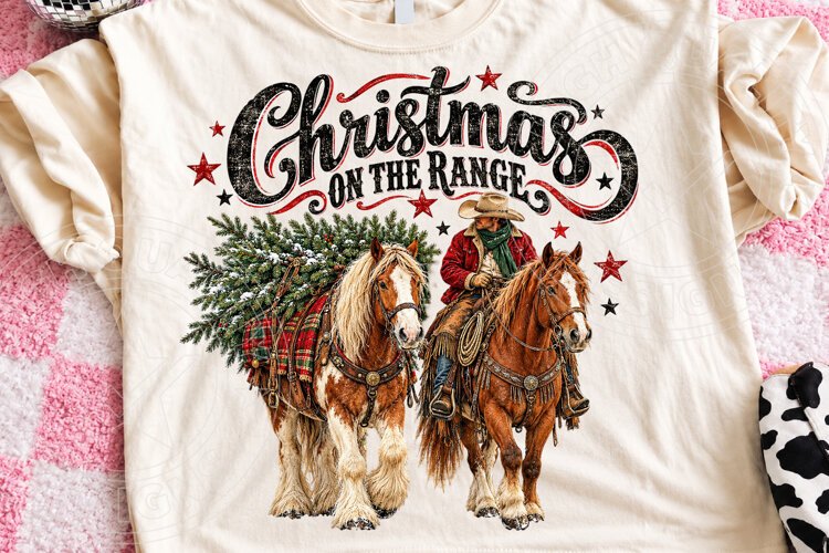 Christmas on the Range Western Cowboy & Horses Christmas PNG example image 1