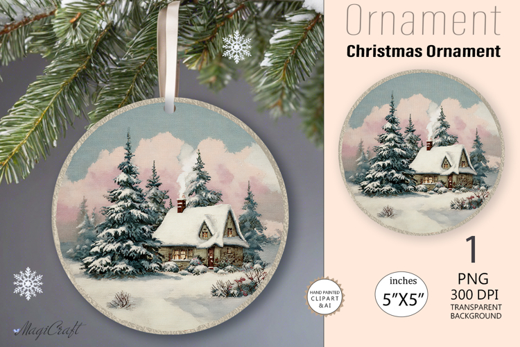 Christmas village Ornament| Christmas Round Ornament House