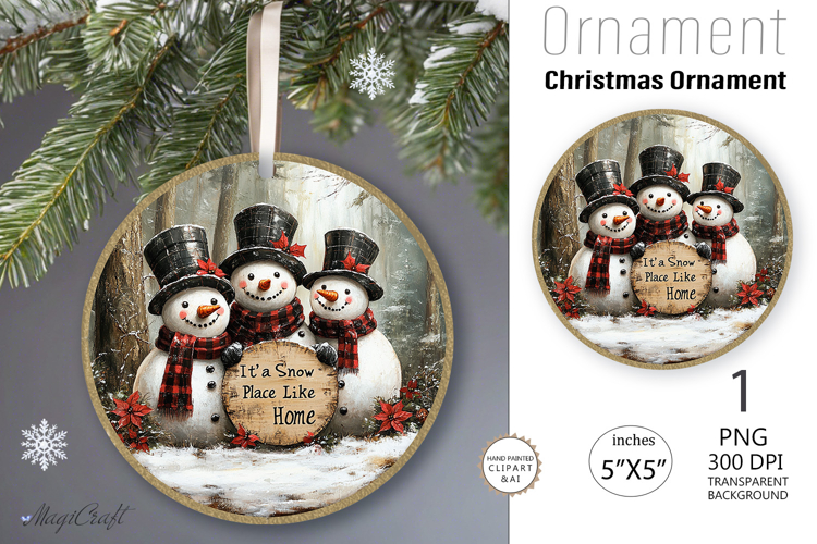 Vintage snowman Ornament|its a snow place like home png