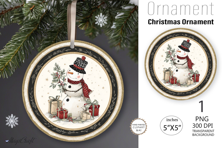 Snowman Christmas Ornament| Round Ornament sublimation print