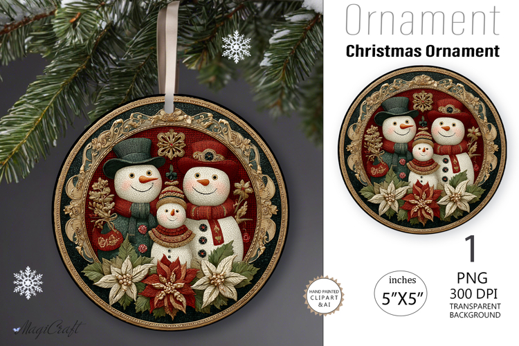 Snowman Christmas Ornament| Round Ornament sublimation print