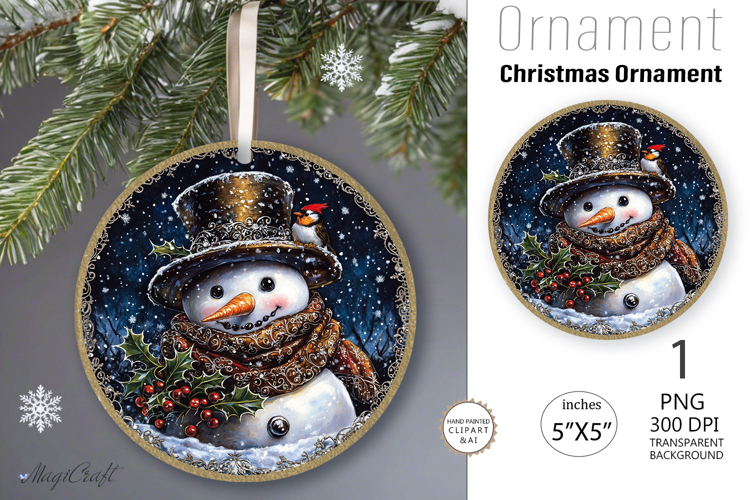 Snowman Christmas Ornament| Round Ornament sublimation print