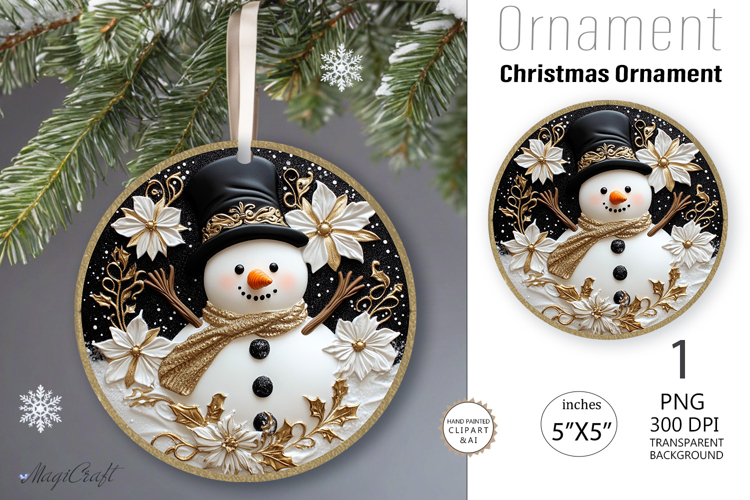 Snowman Christmas Ornament| Ornament sublimation flowers