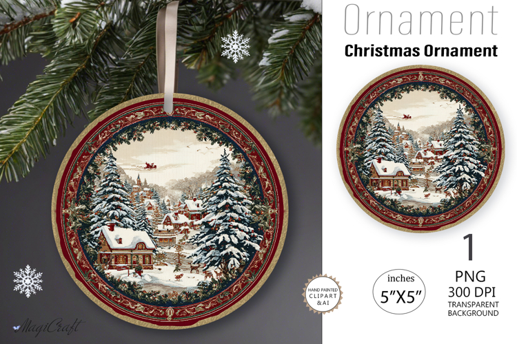 Christmas village Ornament| Christmas Round Ornament House