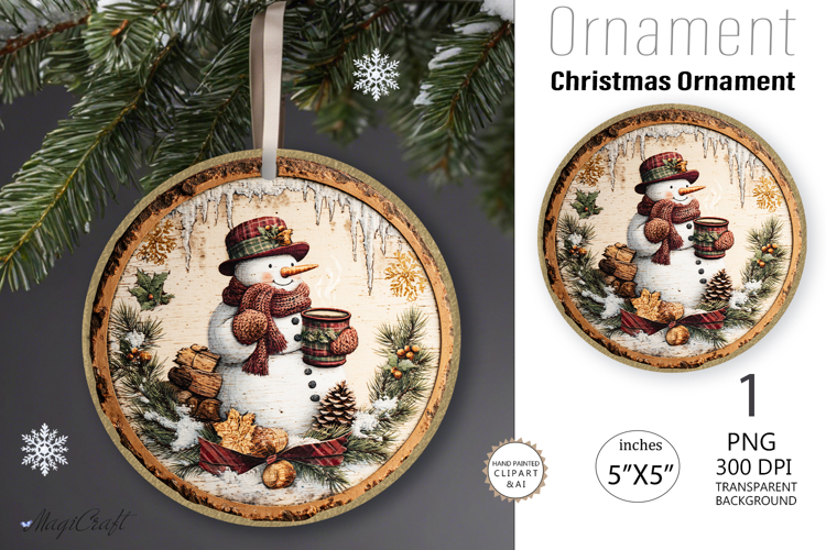 Snowman Christmas Ornament| Round Ornament sublimation print