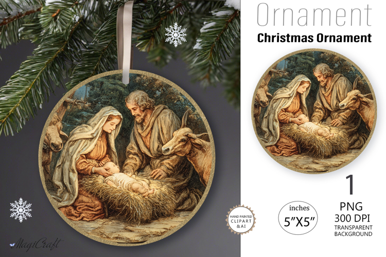 Round Christmas Nativity Ornament|Ornament Nativity Scene