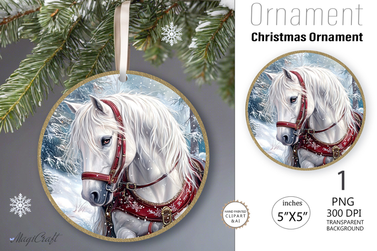 Christmas horse Ornament| Round ornament| Christmas| horse