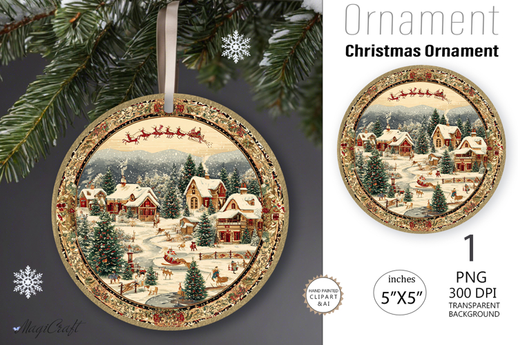 Christmas village Ornament| Christmas Round Ornament House