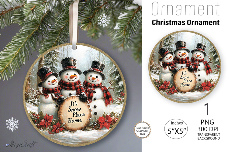 Vintage snowman Ornament|its a snow place like home png