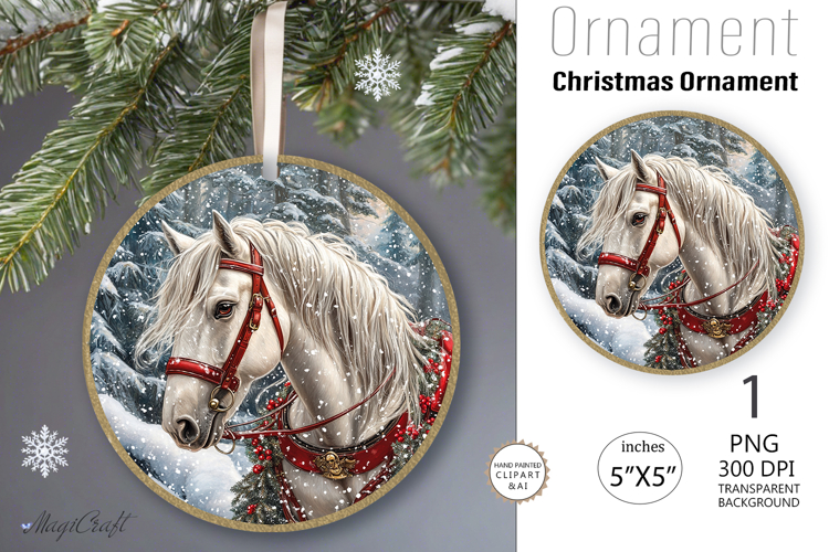 Christmas horse Ornament| Round ornament| Christmas| horse