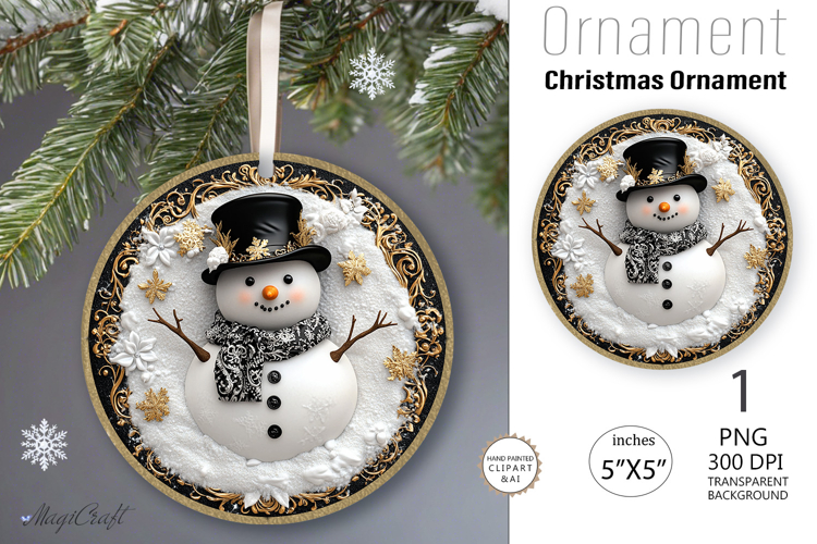 Snowman Christmas Ornament| Ornament sublimation flowers