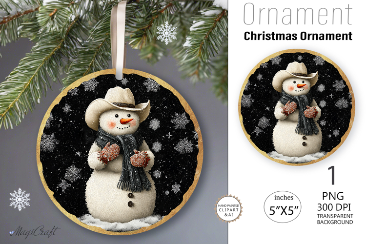 Snowman Christmas Ornament| Round Ornament sublimation print