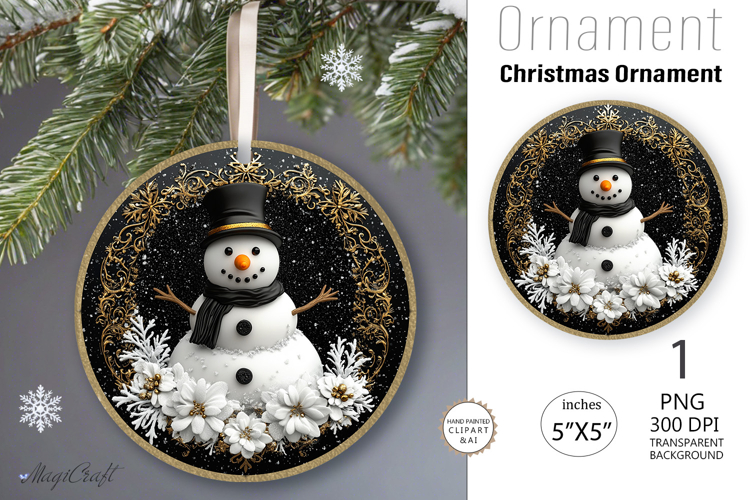 Snowman Christmas Ornament| Round Ornament sublimation print