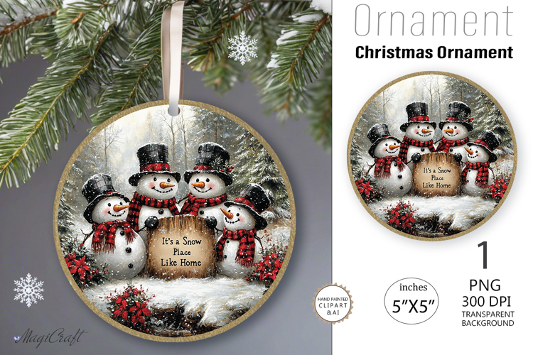 Vintage snowman Ornament|its a snow place like home png