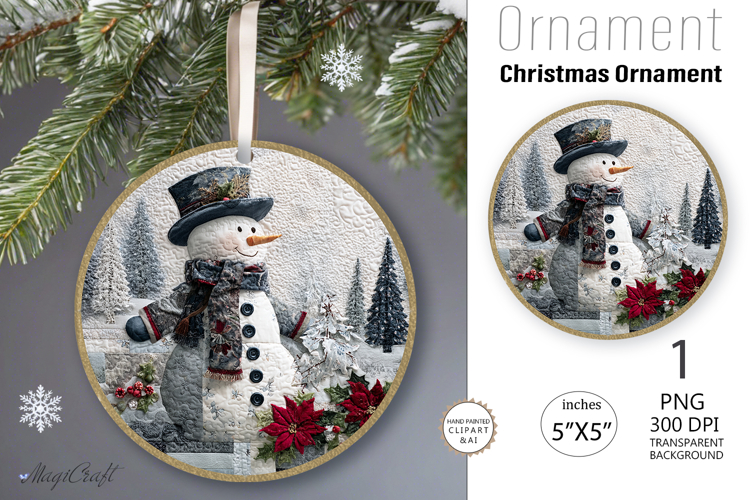Snowman Christmas Ornament| Round Ornament sublimation print