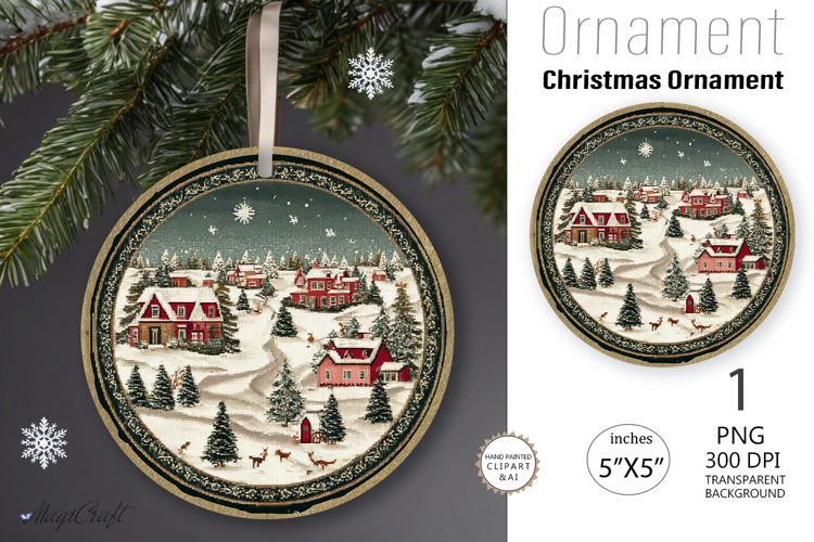 Christmas village Ornament| Christmas Round Ornament House