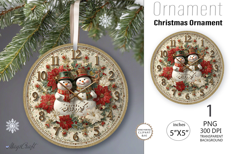 Snowman Christmas Ornament| Round Ornament sublimation print